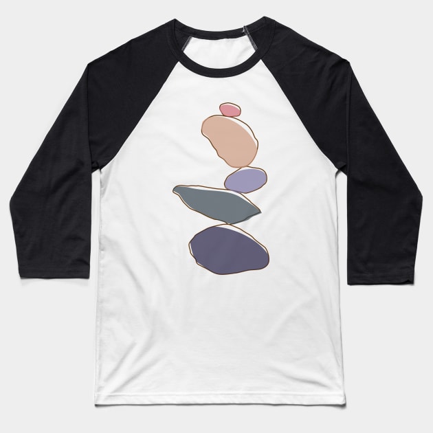 Rujum- Balancing Stones: A Pastel-colored Illustration | Redbubble Baseball T-Shirt by Hakubiya